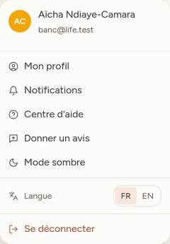 Déconnexion depuis le menu de votre avatar